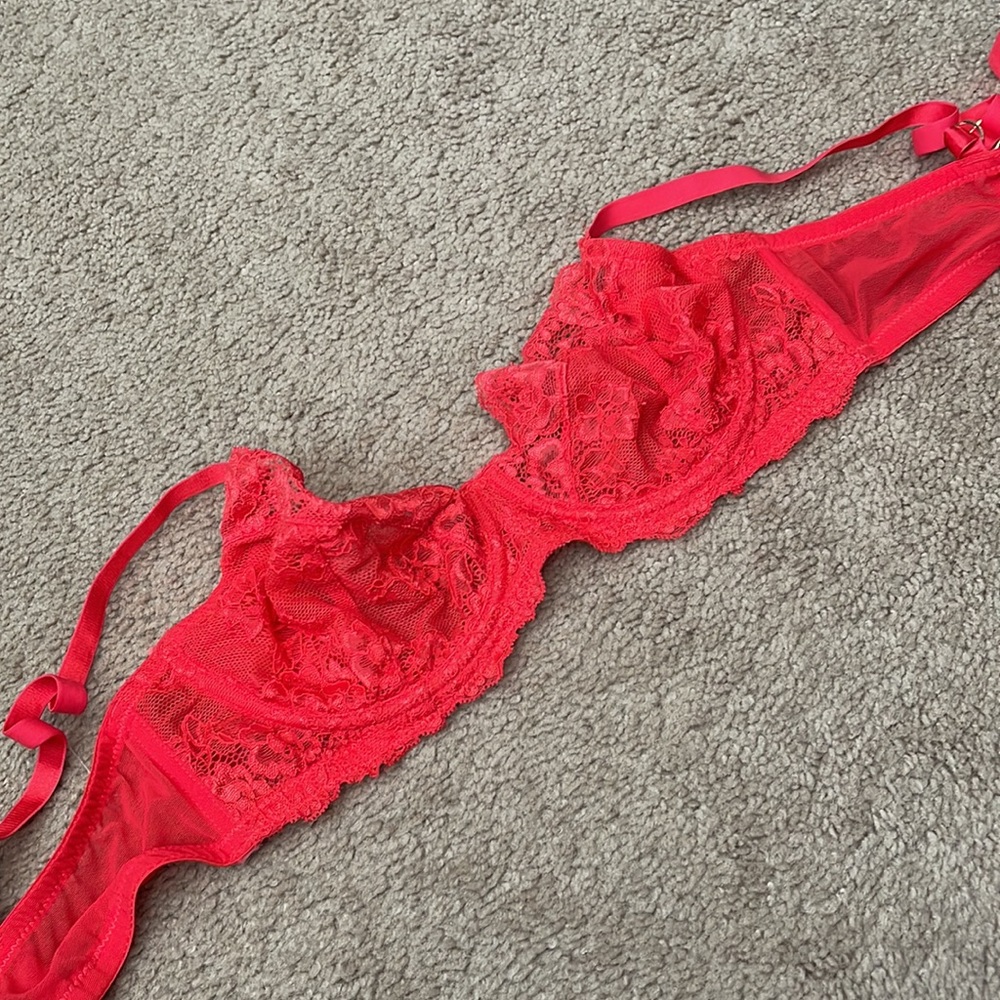 Red lace bra